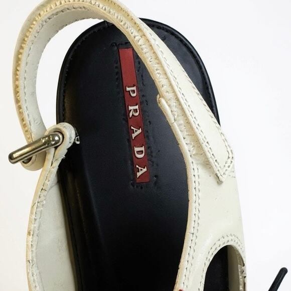 Prada Sport lace-up colorblock leather heels red black cream women 39.5 US 9–9.5 - Picture 4 of 14
